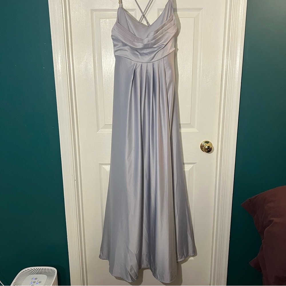 Haute Couture Glam Grey Ball Gown Rhinestone Straps